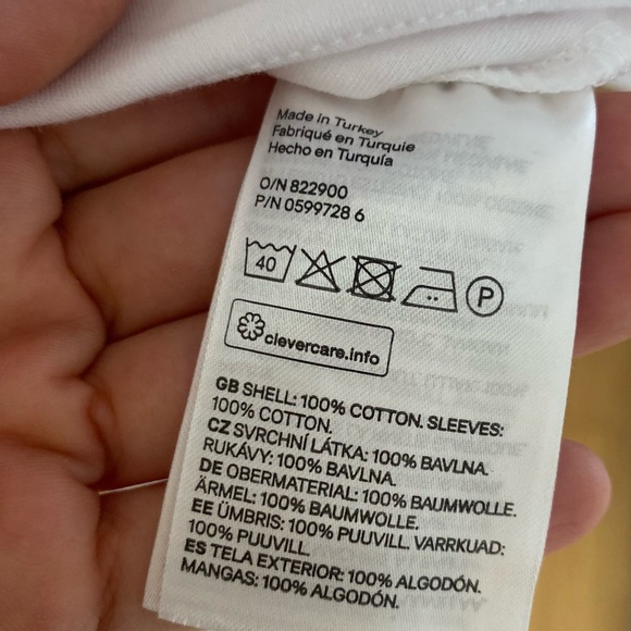 H & M flared sleeves Cotton White T-shirt size XS/S - Picture 4 of 4